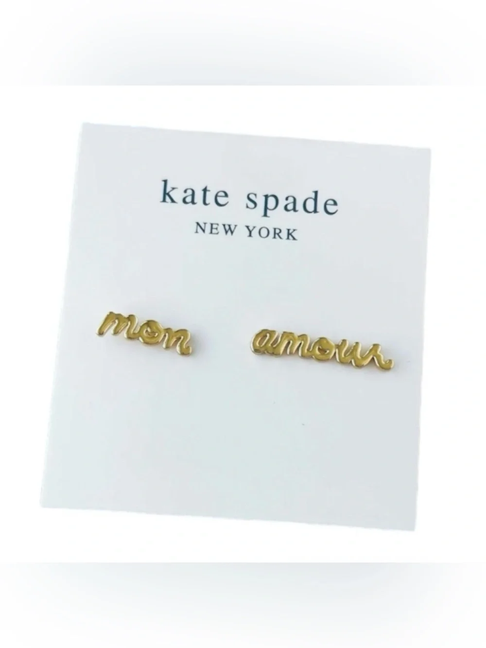 Kate Spade NWT Mon Amour True Love Gold Tone Mismatch Stud Earrings